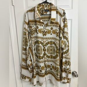 Gold Pattern Plus Size Men’s Shirt